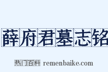 薛府君墓志铭是什么意思的图片